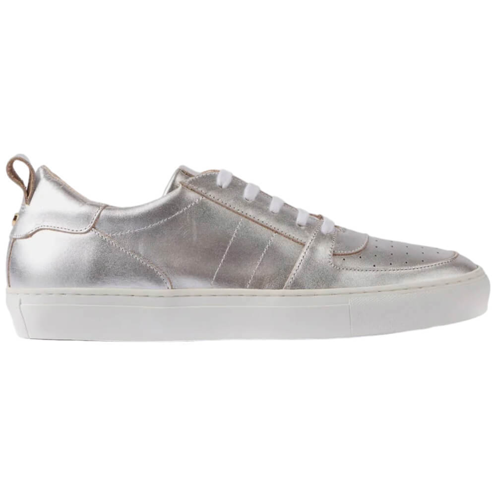 Mint Velvet Silver Leather Trainers